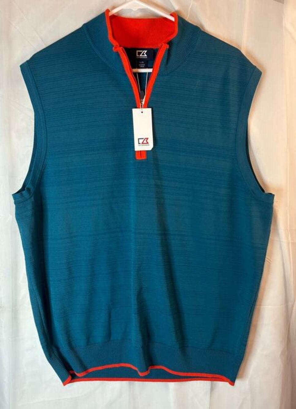 Cutter And Buck Orange Blue Vest Size Large NWT